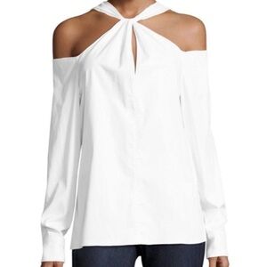 Rag & bone Women’s XS White Collingwood Cold Shoulder Long Sleeve Halter Top